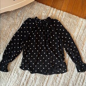 Ann Taylor Loft Black Polka Dot Women's Top
